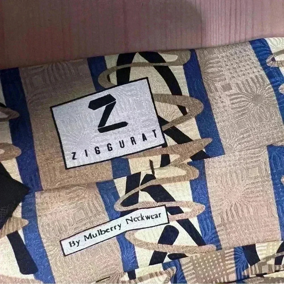 Ziggurat by Mulberry Neckwear Geometric Multicolored 100% Silk Ties (3) US Made - Picture 3 of 4